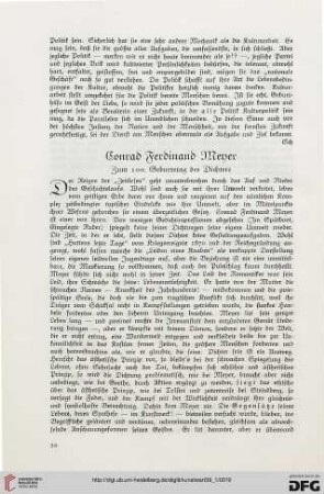 Conrad Ferdinand Meyer: zum 100. Geburtstag des Dichters