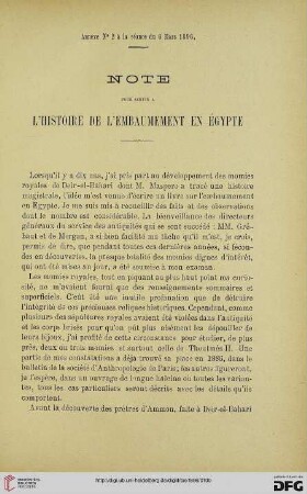 3.Ser. 7.1896: Note pour servir à l'histoire de l'embaumement en Égypte