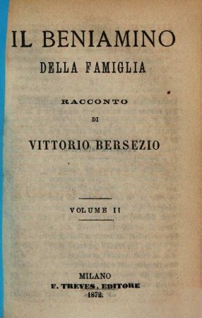 Il Benjamino della famiglia : Racconto, 2