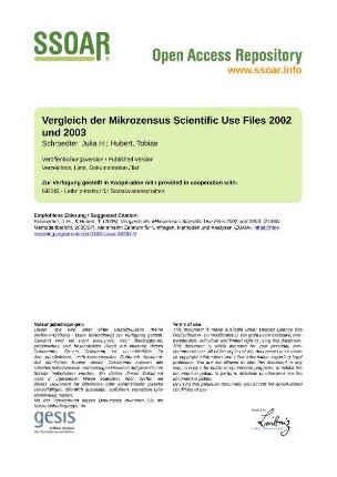 Vergleich der Mikrozensus Scientific Use Files 2002 und 2003