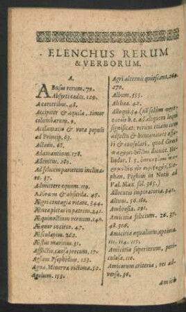 Elenchus Rerum & Verborum.