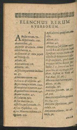 Elenchus Rerum & Verborum.