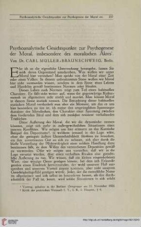 7: Psychoanalytische Gesichtspunkte zur Psychogenese der Moral, insbesondere des moralischen Aktes