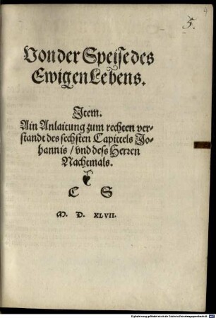 Von der Speise des ewigen Lebens