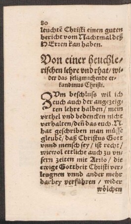 Von einer heuchlerischen lehre und rhat/ wider das seligmachende erkandtnus Christi.