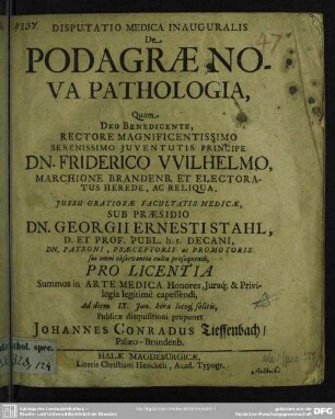 Disputatio Medica Inauguralis De Podagrae Nova Pathologia
