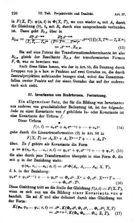 57. Invarianten von Binärformen. Fortsetzung