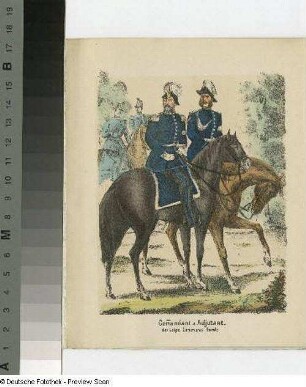 Kommandant und Adjutant der Leipziger Communalgarde. Abbildung 1 des 6-teiligen Leporellos