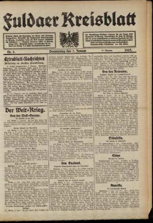 Ausgabe vom Donnerstag, den 07. Januar 1915.