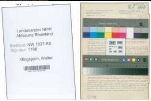 Entnazifizierung Walter Klingsporn , geb. 29.09.1894 (Schleusenmeister)