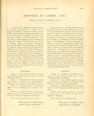 Protocol of Lisbon, 1887