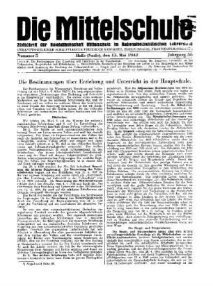 Die Bestimmungen über Erziehung und Unterricht in der Hauptsschule