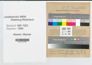Entnazifizierung Werner Klemm , geb. 01.03.1901 (Lehrer)