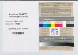 Entnazifizierung Carl Hubert Schmitz, geb. 24.01.1917 (Student)
