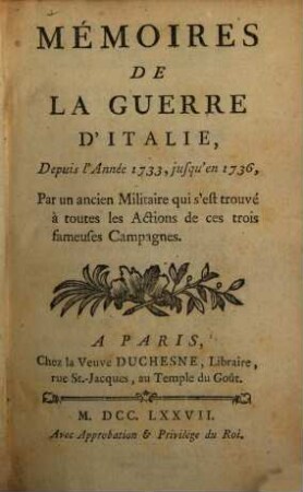 Mémoires de la guerre d'Italie