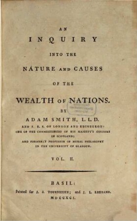 An Inquiry into the nature and causes of the wealth of nations, Vol. II
