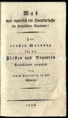 Streitschrift zur Ursache der Französischen Revolution