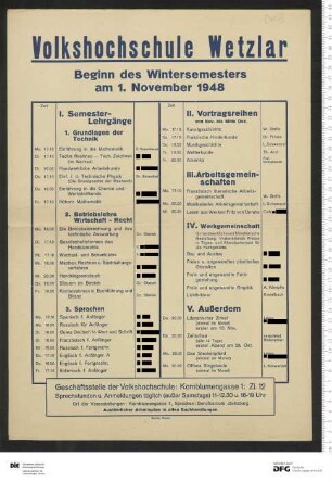 Ankündigung einer einzelnen Veranstaltung 1948