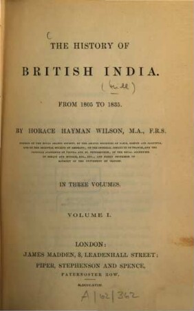 The history of British India : (In 10 vol.). 7,1