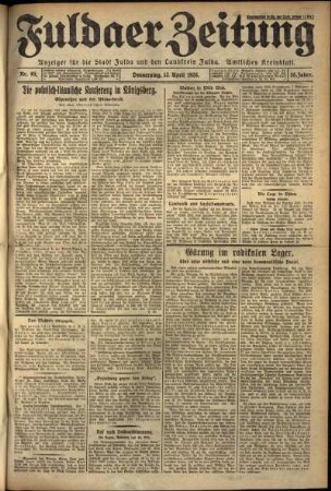 Erste Ausgabe vom Donnerstag, den 12. April 1928.