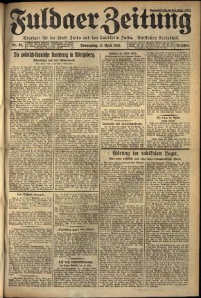 Erste Ausgabe vom Donnerstag, den 12. April 1928.