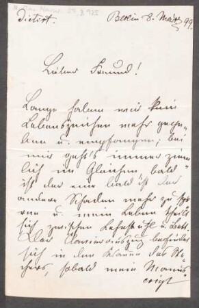 Briefdiktat an Friedrich Spitta : 08.03.1899