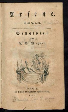 Arsene : Nach Favart ; Singspiel