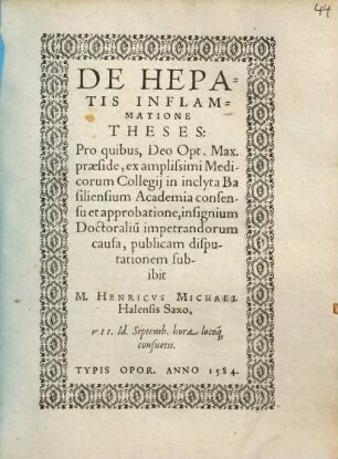 De hepatis inflammatione theses