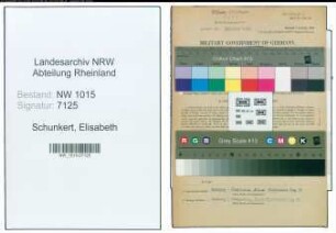 Entnazifizierung Elisabeth Schunkert , geb. 06.07.1905 ()
