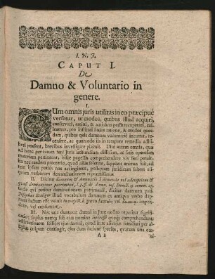 Caput I. De Damno & Voluntario in genere.