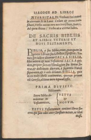 De Sacris Bibliis Et Libris Veteris Et Novi Testamenti.