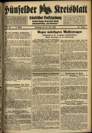 Zweite Ausgabe vom Samstag, den 16. Juli 1932.