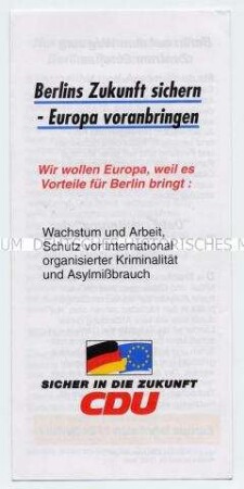 Flugschrift der Berliner CDU zur Europapolitik