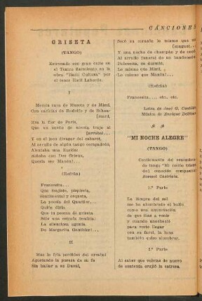 "Mi noche alegre" : (Tango)