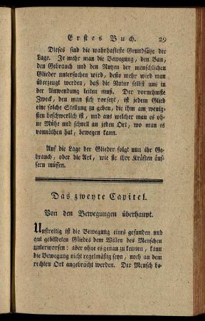 Das zweyte Capitel. Von den Bewegungen überhaupt.