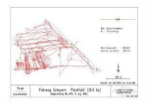 Fahrweg Scheyern 'Flachfeld' (16,6 ha) (Wegermittlung SEL-GPS, 12. Aug. 1990)