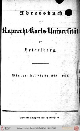 Wintersemester 1832/1833