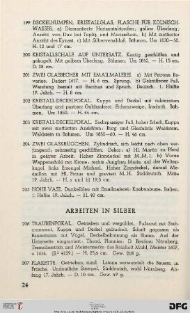 Arbeiten in Silber (Nr. 206-259)