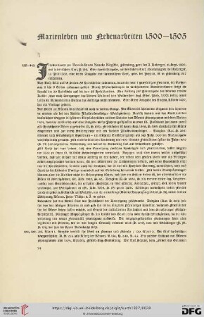 Marienleben und Nebenarbeiten 1500-1505