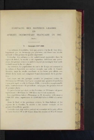 Campagne Des Matières Grasses En Afrique Occidentale Francaise En 1907.