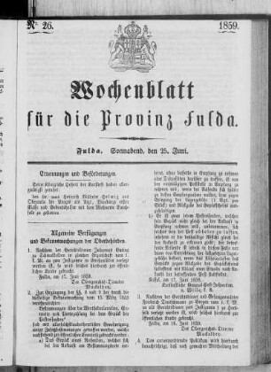 Nr. 26, Ausgabe vom 25. Juni 1859