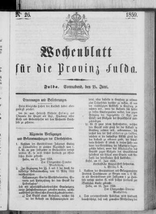 Nr. 26, Ausgabe vom 25. Juni 1859
