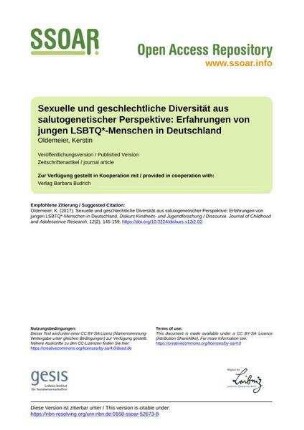 Sexuelle und geschlechtliche Diversität aus salutogenetischer Perspektive: Erfahrungen von jungen LSBTQ*-Menschen in Deutschland