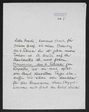 Brief von Brigitte Bermann Fischer an Margarete Hauptmann