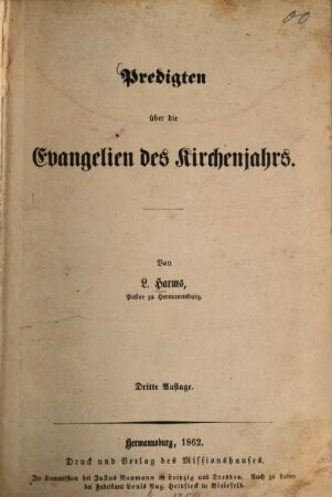 Predigten über die Evangelien des Kirchenjahrs