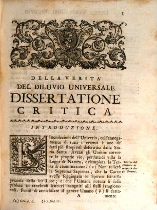 La verità del diluvio universale vindicata dai dubbi, e dimostrata nelle sue testimonianze