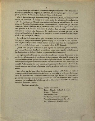 Nouvel Appel à la bienfaisance en faveur des Chrétiens de l'Orient