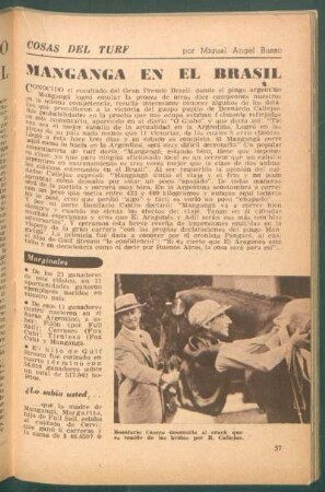 Manganga en el Brasil : Cosas del turf