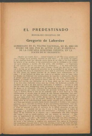 El predestinado : Monólogo original