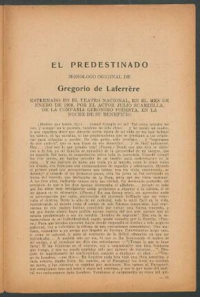 El predestinado : Monólogo original